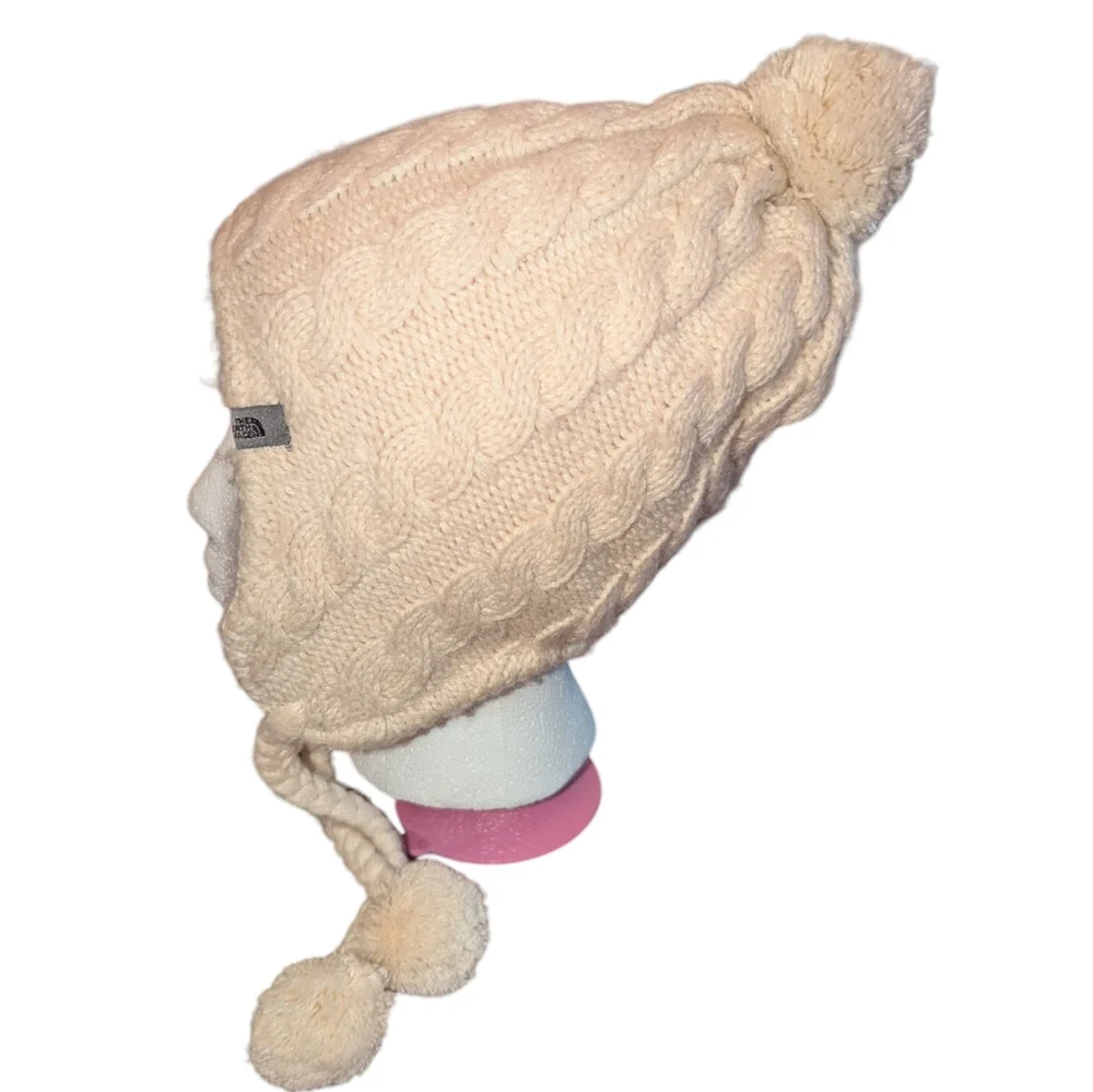 North Face Fuzzy Earflap Beanie Winter Hat, Lined